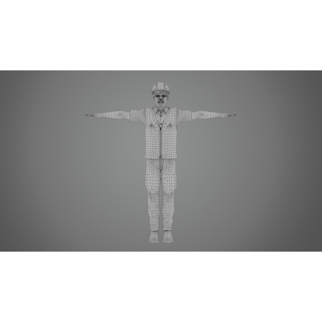 Worker 3D Model – Rigged Low Poly Character for Games, FBX, OBJ - View 6