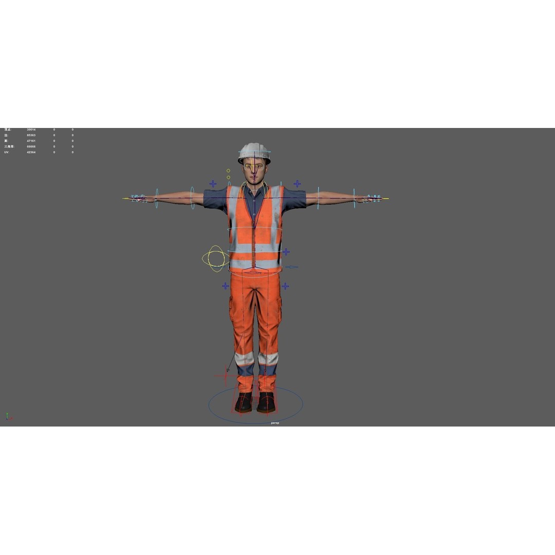 Worker 3D Model – Rigged Low Poly Character for Games, FBX, OBJ - View 7