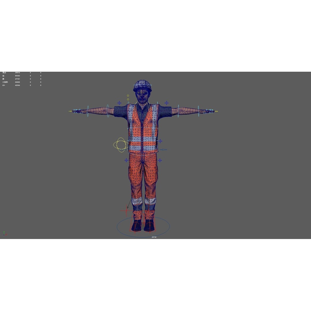 Worker 3D Model – Rigged Low Poly Character for Games, FBX, OBJ - View 8