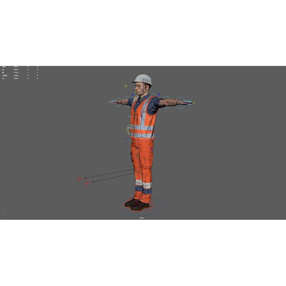 Worker 3D Model – Rigged Low Poly Character for Games, FBX, OBJ - View 9