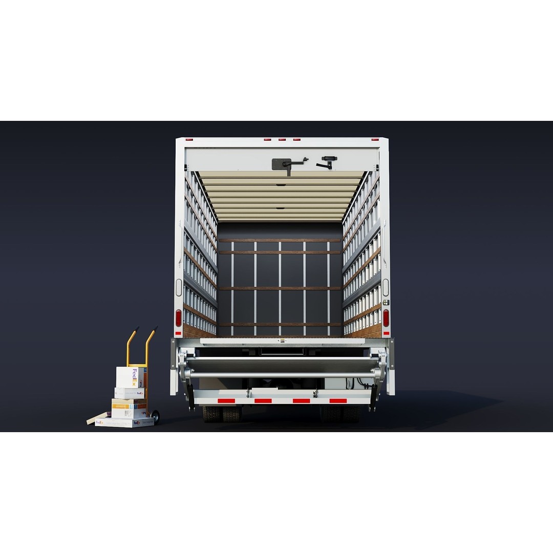 Freightliner M2 106 Box Truck 3D Model – Low Poly PBR Game Asset, FBX - View 11