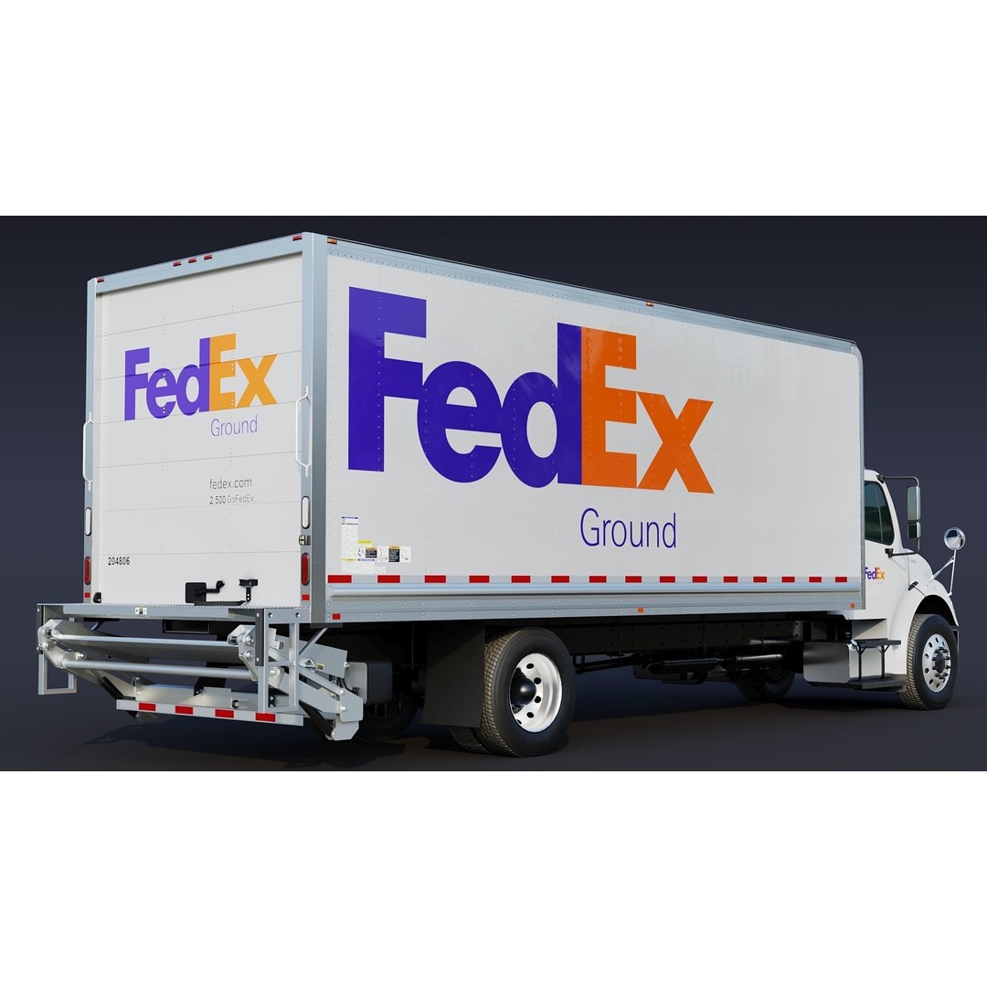 Freightliner M2 106 Box Truck 3D Model – Low Poly PBR Game Asset, FBX - View 12