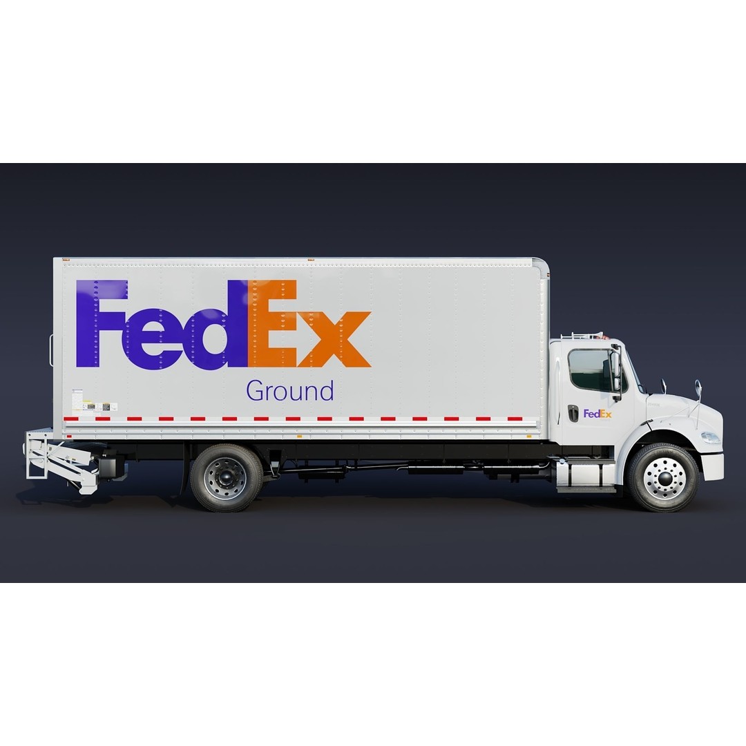 Freightliner M2 106 Box Truck 3D Model – Low Poly PBR Game Asset, FBX - View 13