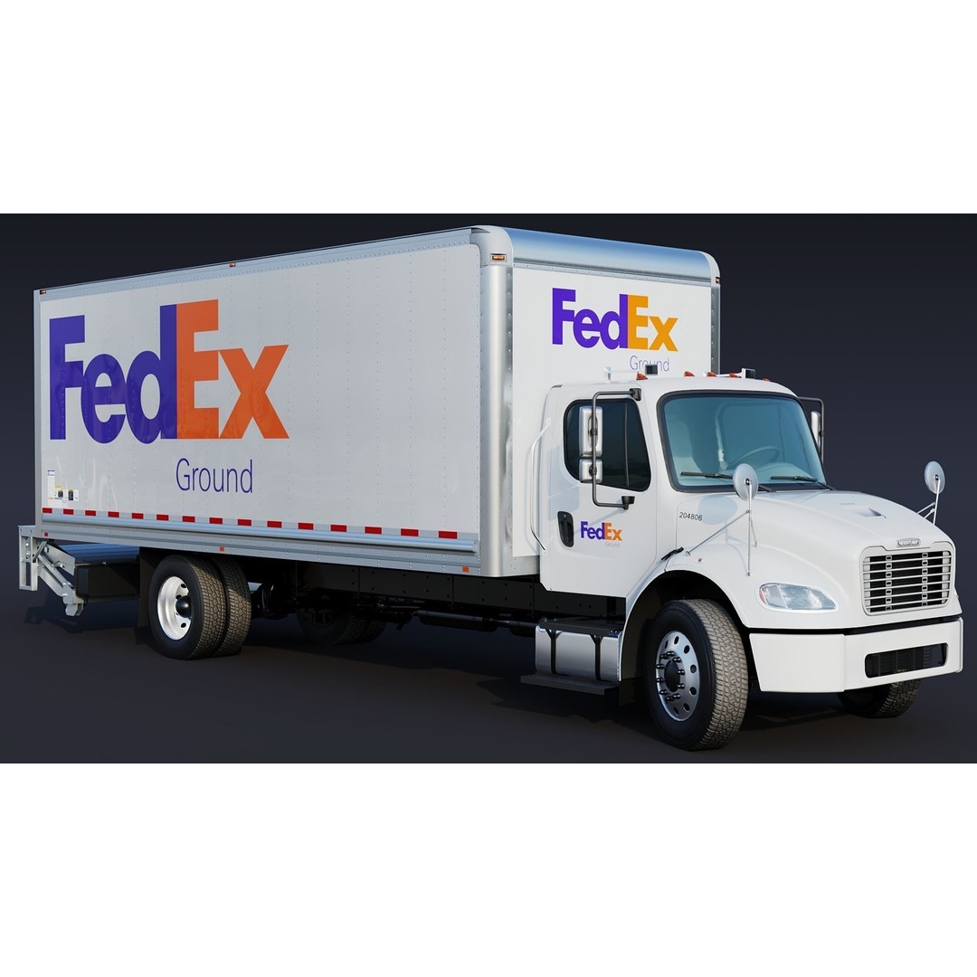 Freightliner M2 106 Box Truck 3D Model – Low Poly PBR Game Asset, FBX - View 14