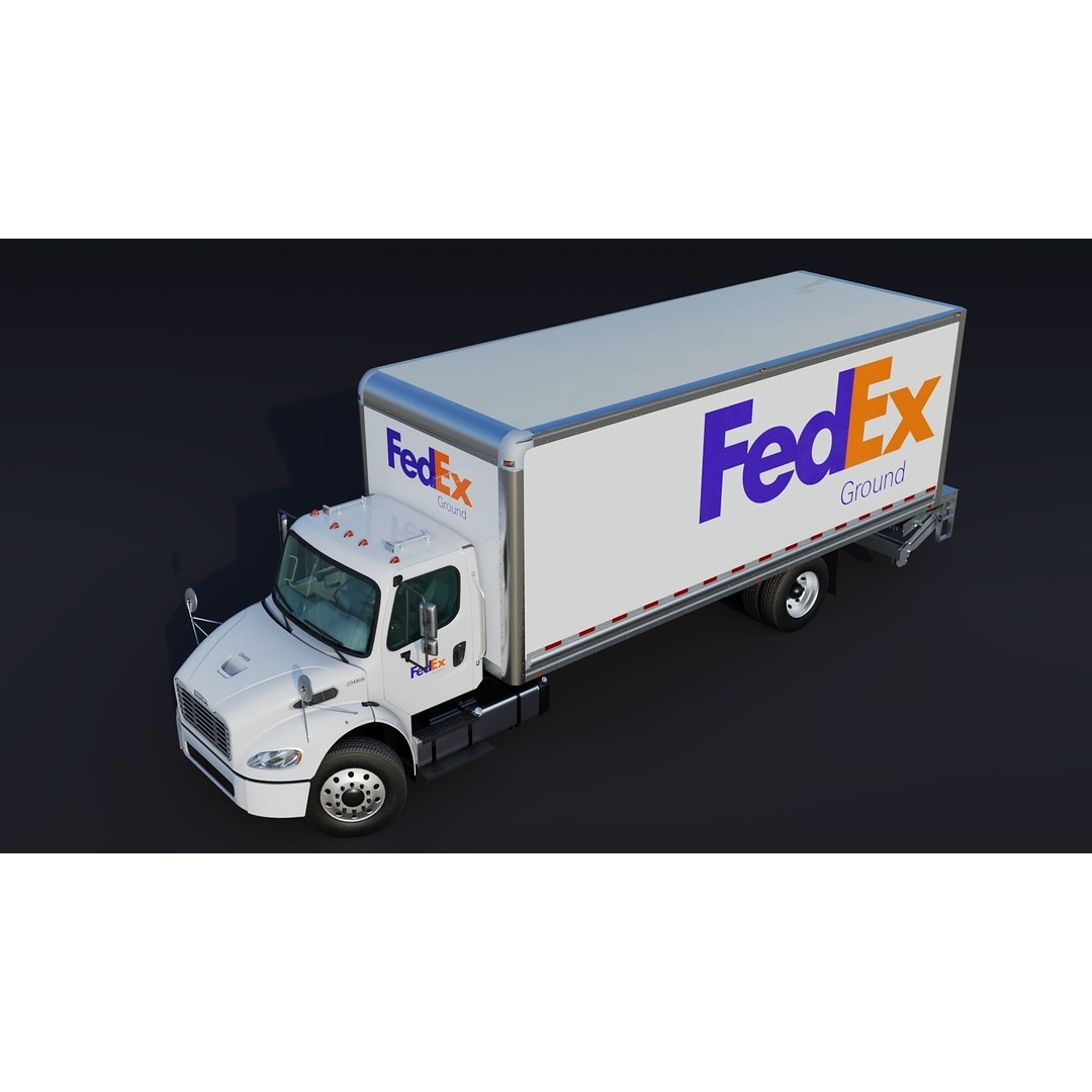 Freightliner M2 106 Box Truck 3D Model – Low Poly PBR Game Asset, FBX - View 25