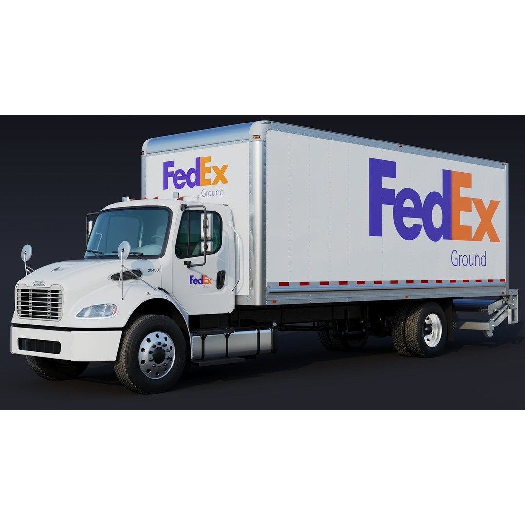 Freightliner M2 106 Box Truck 3D Model – Low Poly PBR Game Asset, FBX - View 3