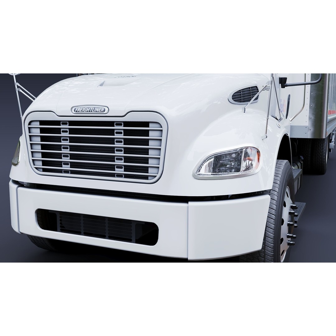 Freightliner M2 106 Box Truck 3D Model – Low Poly PBR Game Asset, FBX - View 32