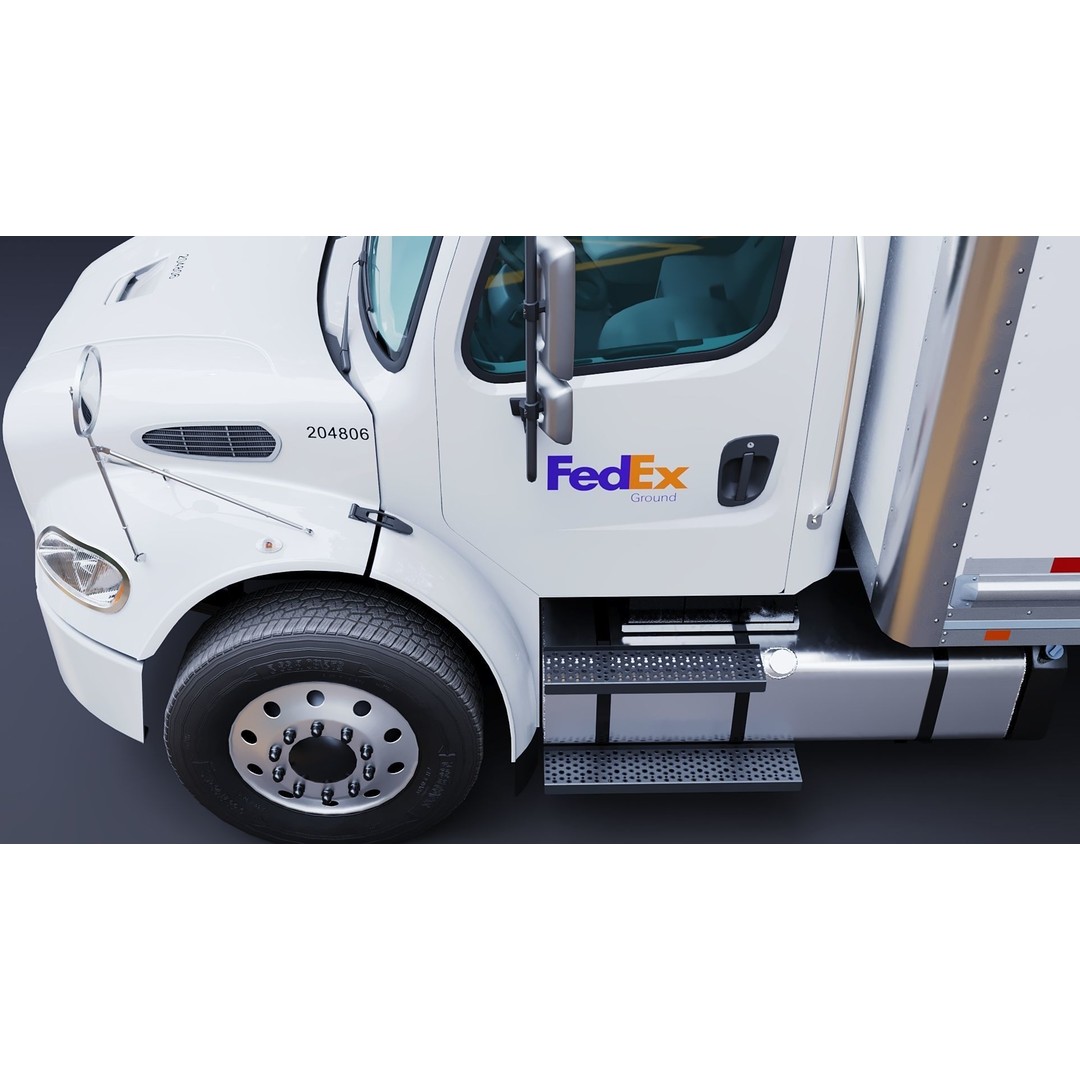 Freightliner M2 106 Box Truck 3D Model – Low Poly PBR Game Asset, FBX - View 33