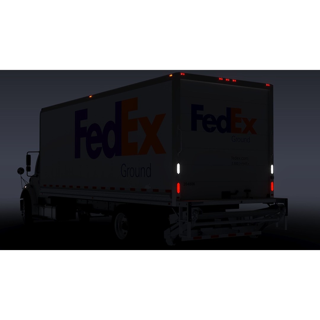 Freightliner M2 106 Box Truck 3D Model – Low Poly PBR Game Asset, FBX - View 35