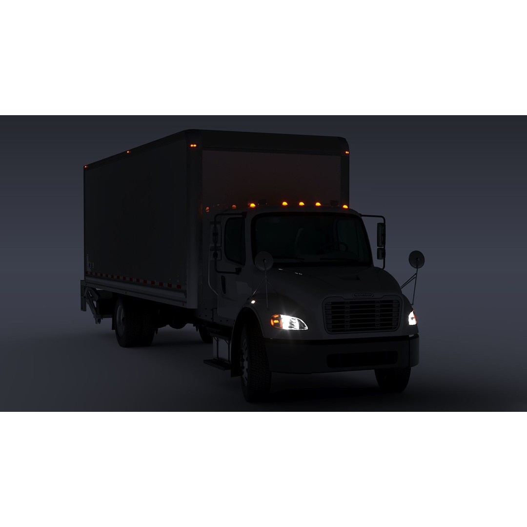 Freightliner M2 106 Box Truck 3D Model – Low Poly PBR Game Asset, FBX - View 36
