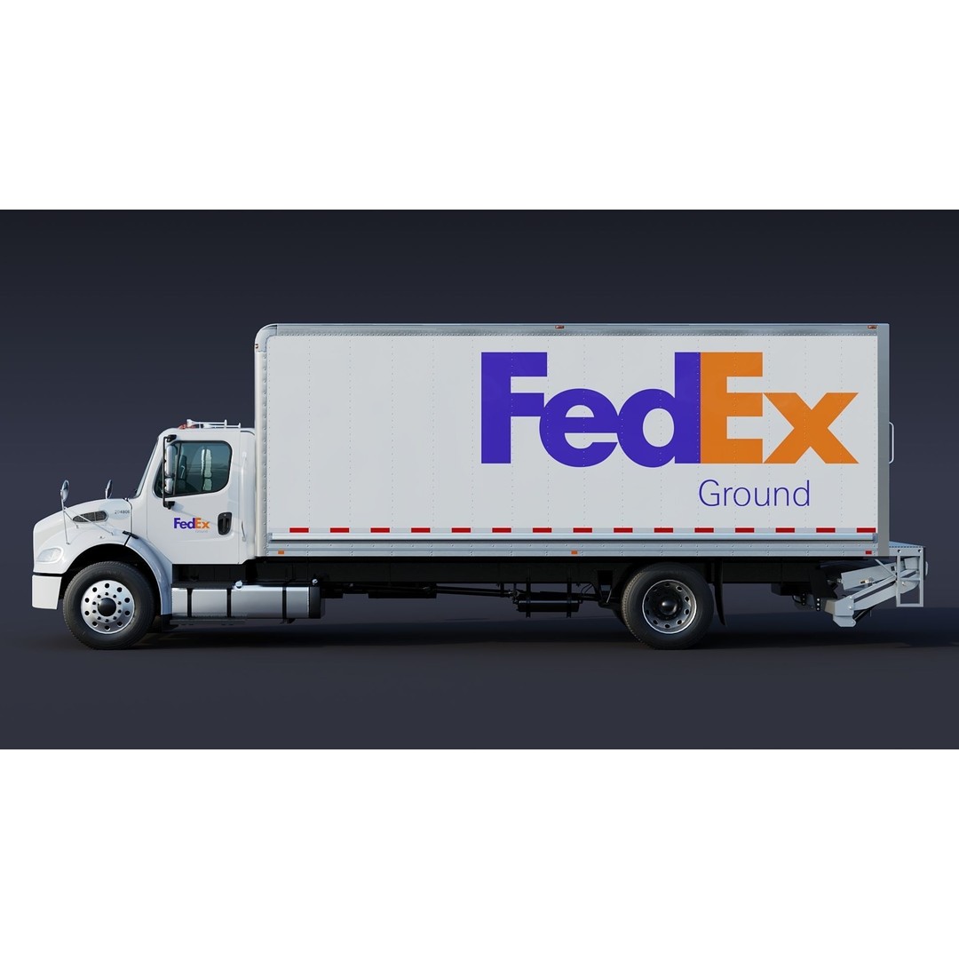 Freightliner M2 106 Box Truck 3D Model – Low Poly PBR Game Asset, FBX - View 4