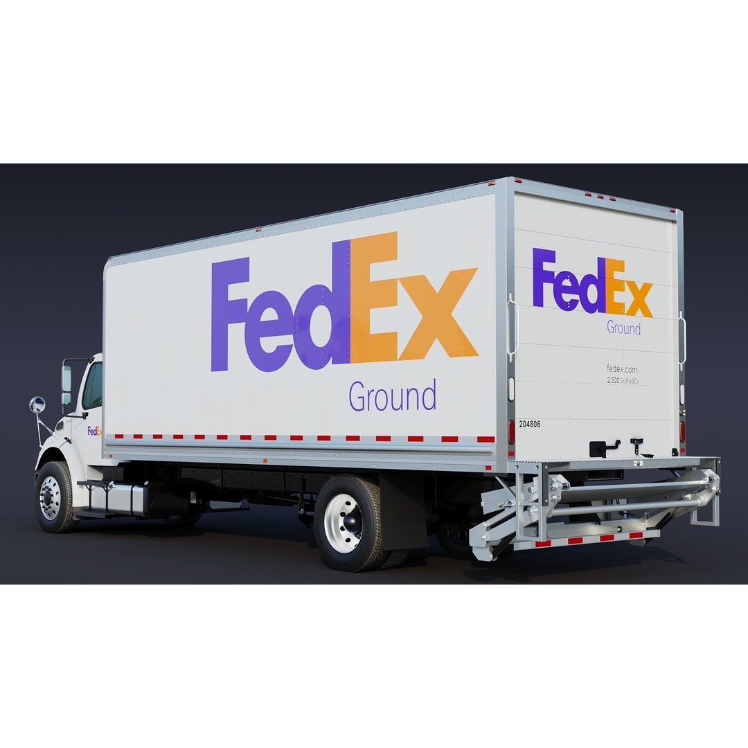 Freightliner M2 106 Box Truck 3D Model – Low Poly PBR Game Asset, FBX - View 5
