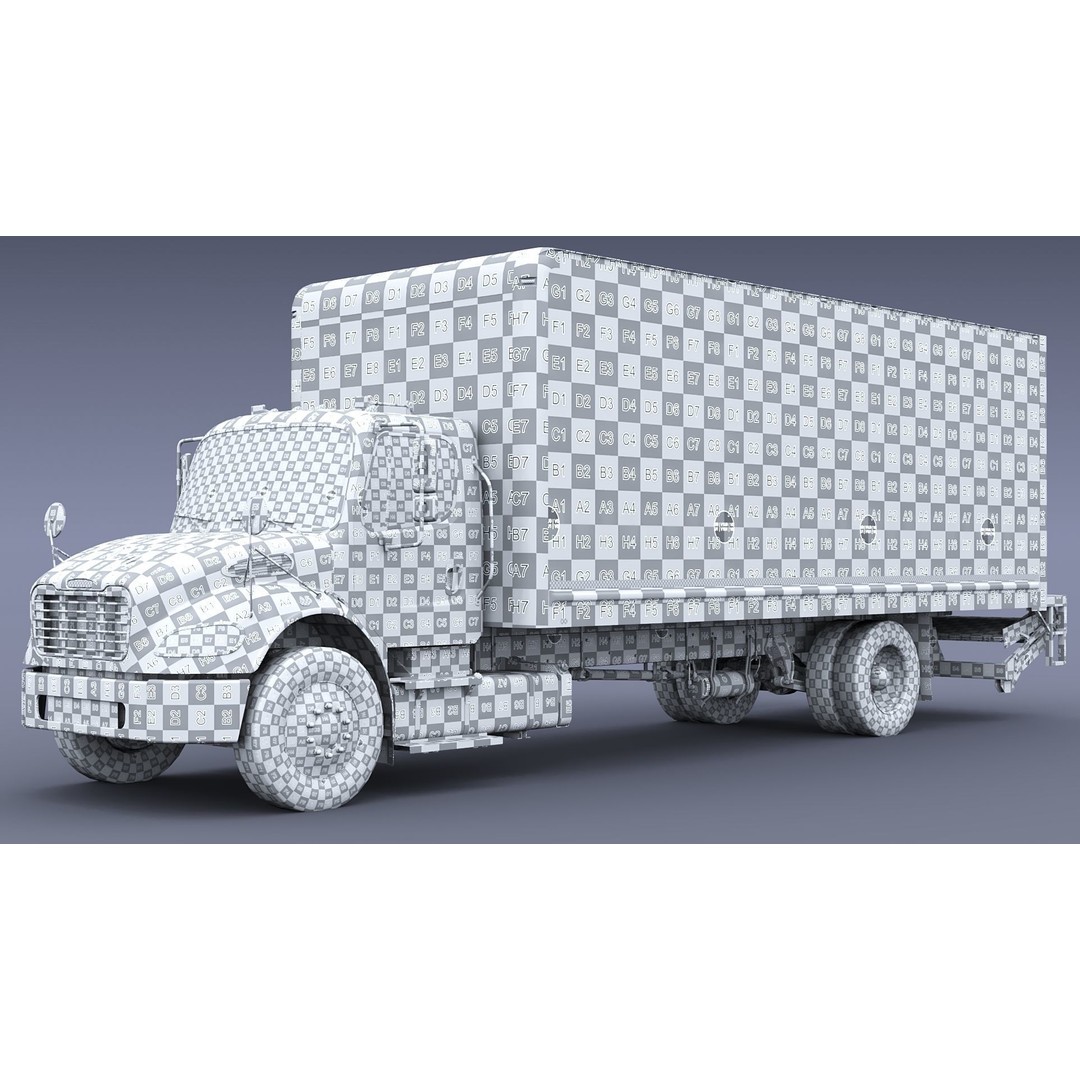 Freightliner M2 106 Box Truck 3D Model – Low Poly PBR Game Asset, FBX - View 50