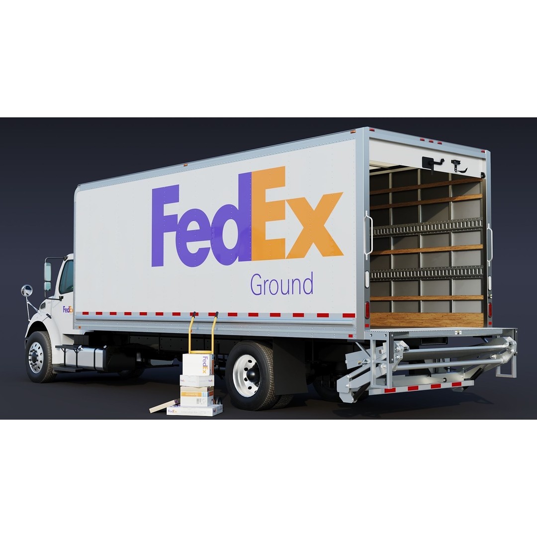 Freightliner M2 106 Box Truck 3D Model – Low Poly PBR Game Asset, FBX - View 6
