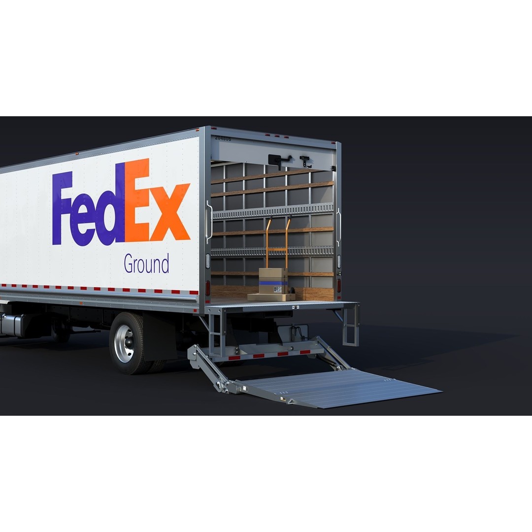 Freightliner M2 106 Box Truck 3D Model – Low Poly PBR Game Asset, FBX - View 7