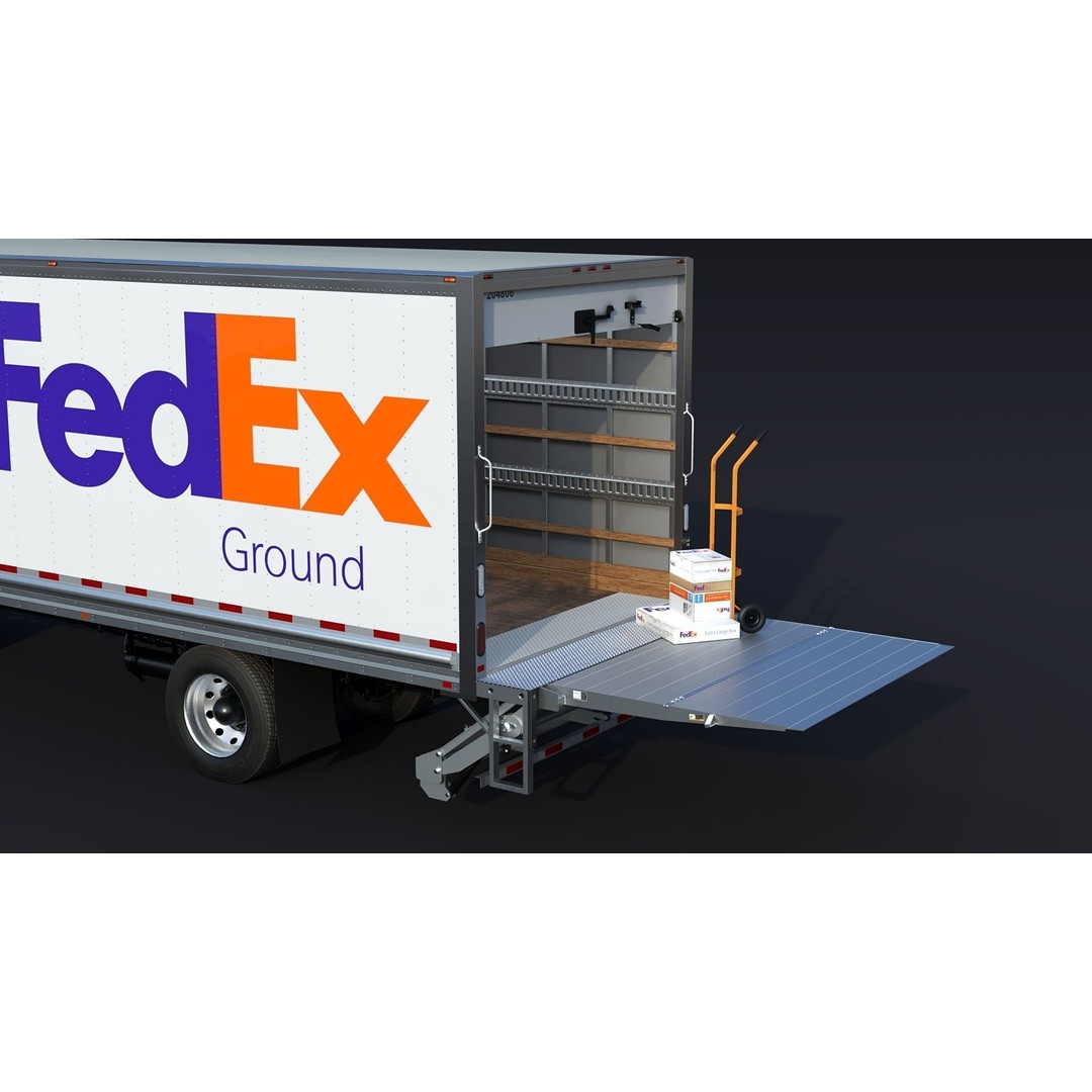 Freightliner M2 106 Box Truck 3D Model – Low Poly PBR Game Asset, FBX - View 9