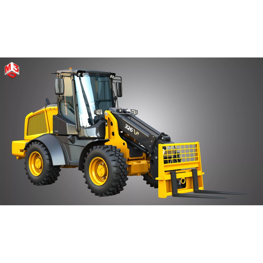 326 P-Tier Compact Wheel Loader 3D Model – High Poly PBR Asset, FBX - View 4