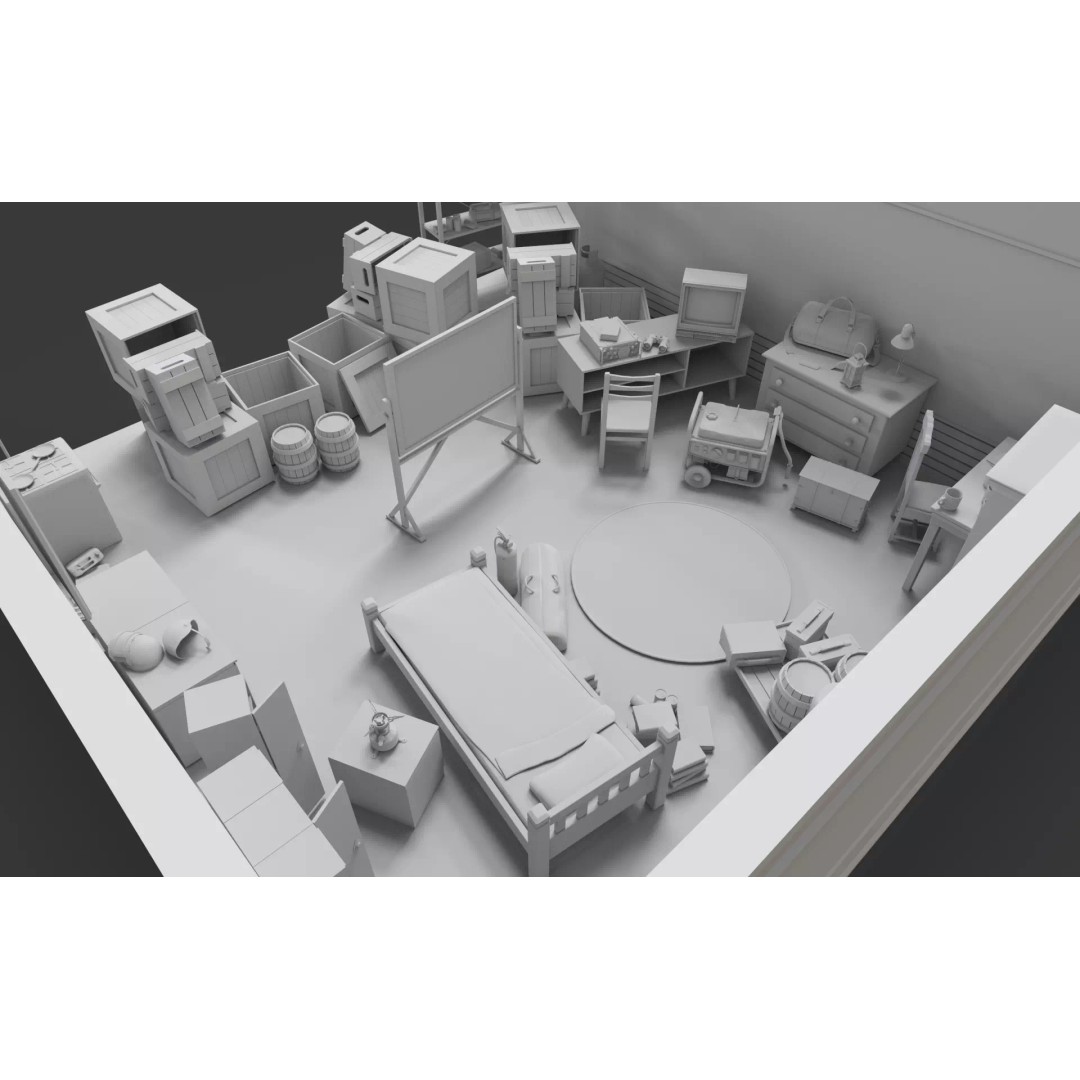 Survival Safe House 3D Model – Low Poly Untextured Game Asset, FBX - View 10