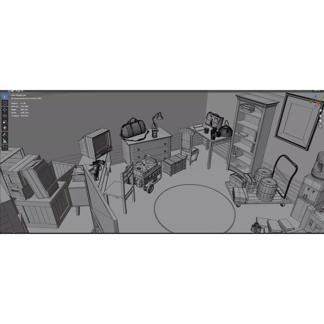 Survival Safe House 3D Model – Low Poly Untextured Game Asset, FBX - View 16