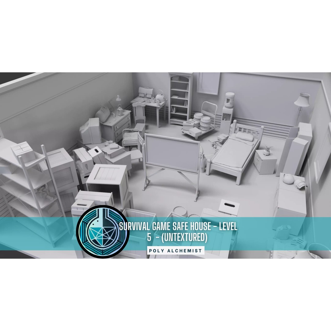 Survival Safe House 3D Model – Low Poly Untextured Game Asset, FBX - View 2