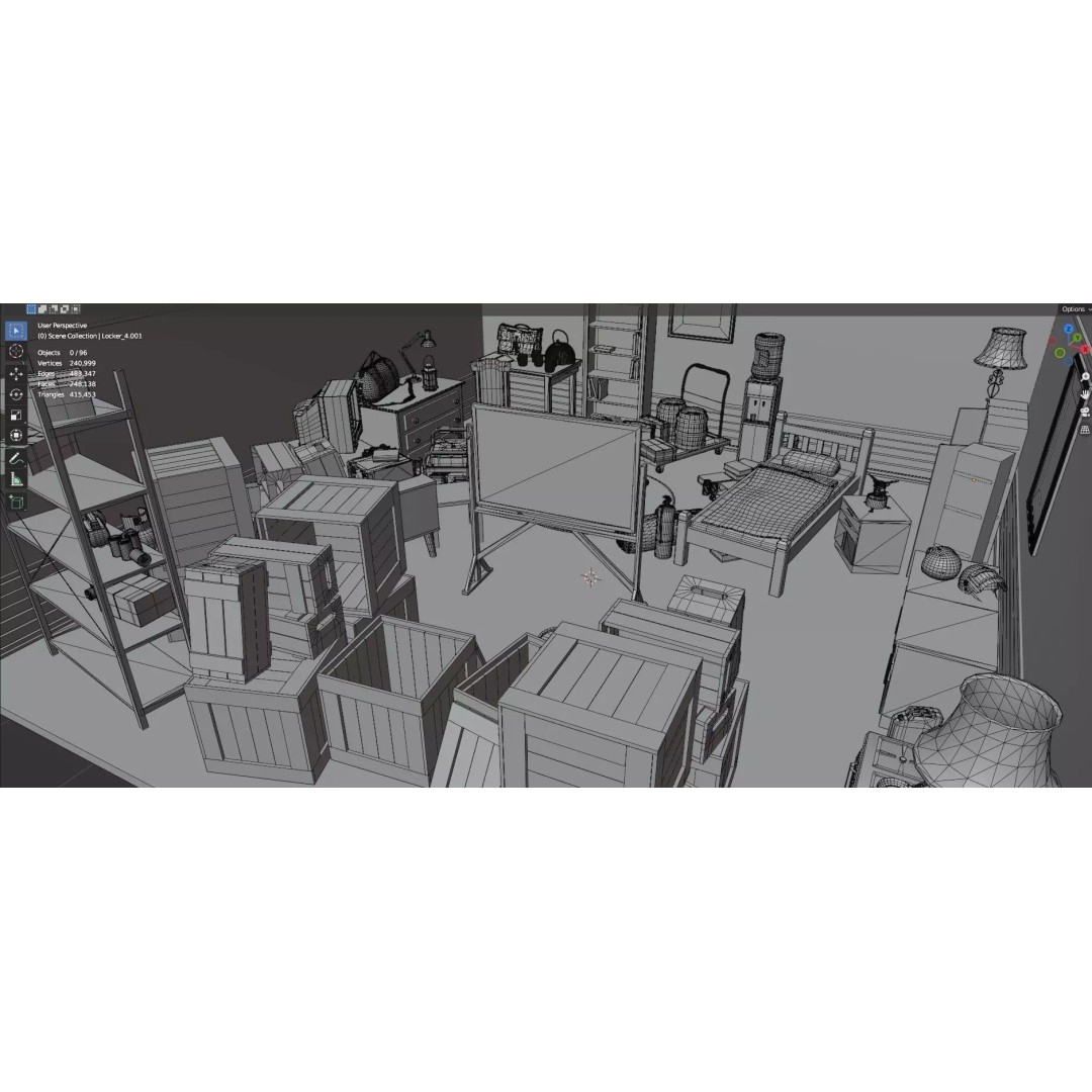 Survival Safe House 3D Model – Low Poly Untextured Game Asset, FBX - View 23
