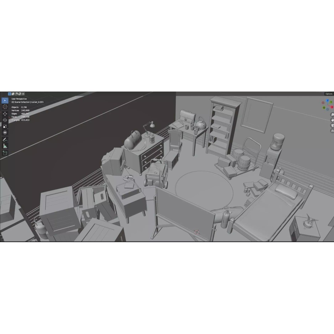 Survival Safe House 3D Model – Low Poly Untextured Game Asset, FBX - View 30