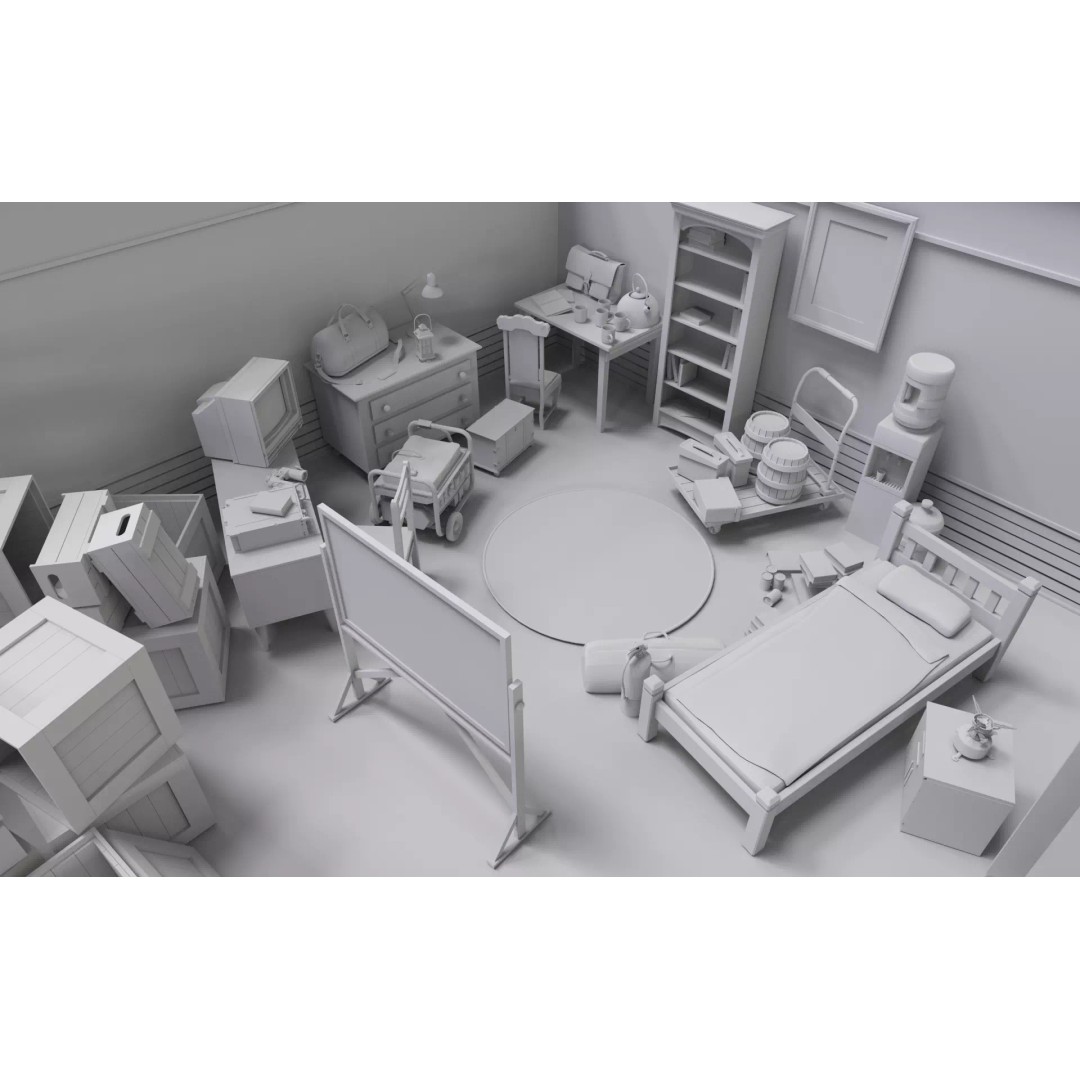 Survival Safe House 3D Model – Low Poly Untextured Game Asset, FBX - View 4