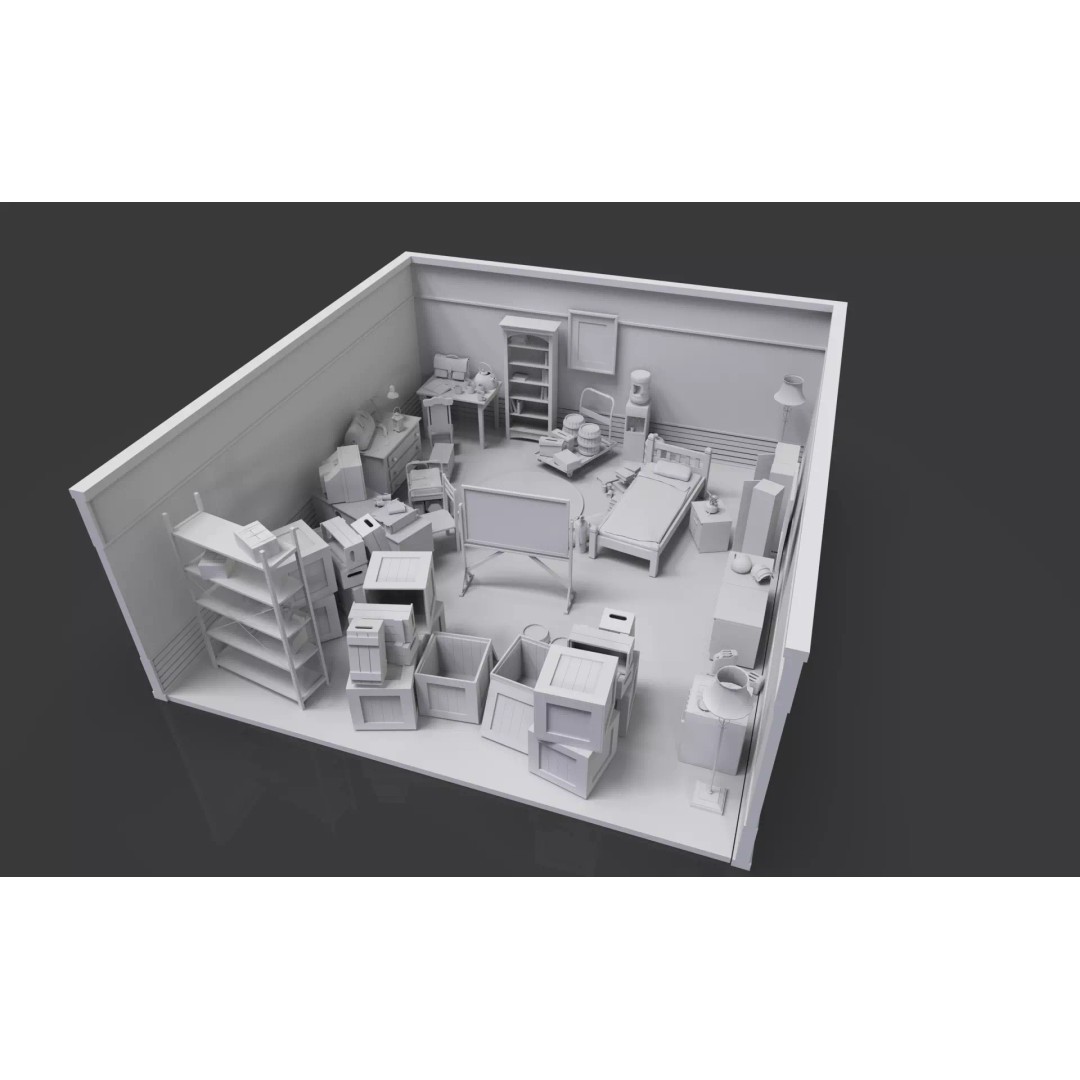 Survival Safe House 3D Model – Low Poly Untextured Game Asset, FBX - View 5