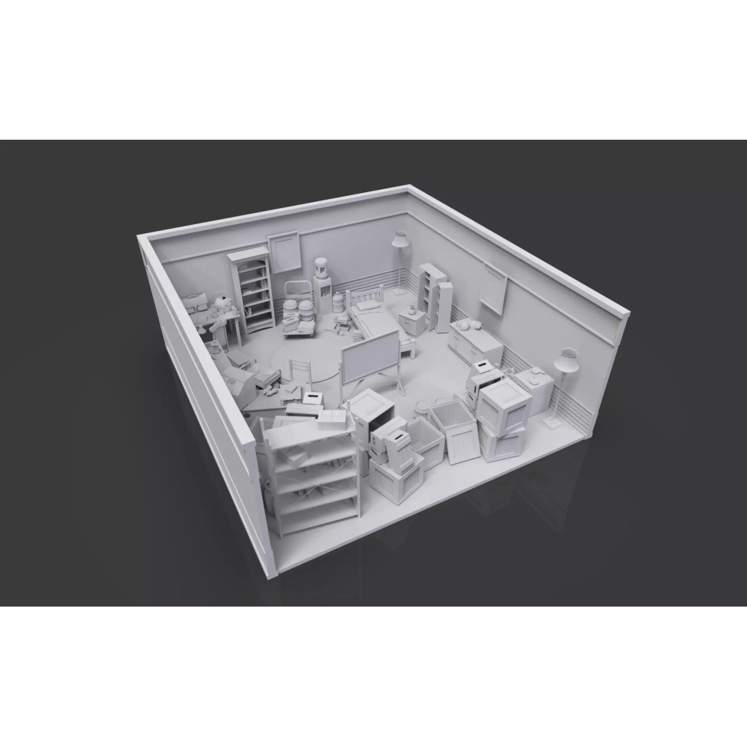Survival Safe House 3D Model – Low Poly Untextured Game Asset, FBX - View 6