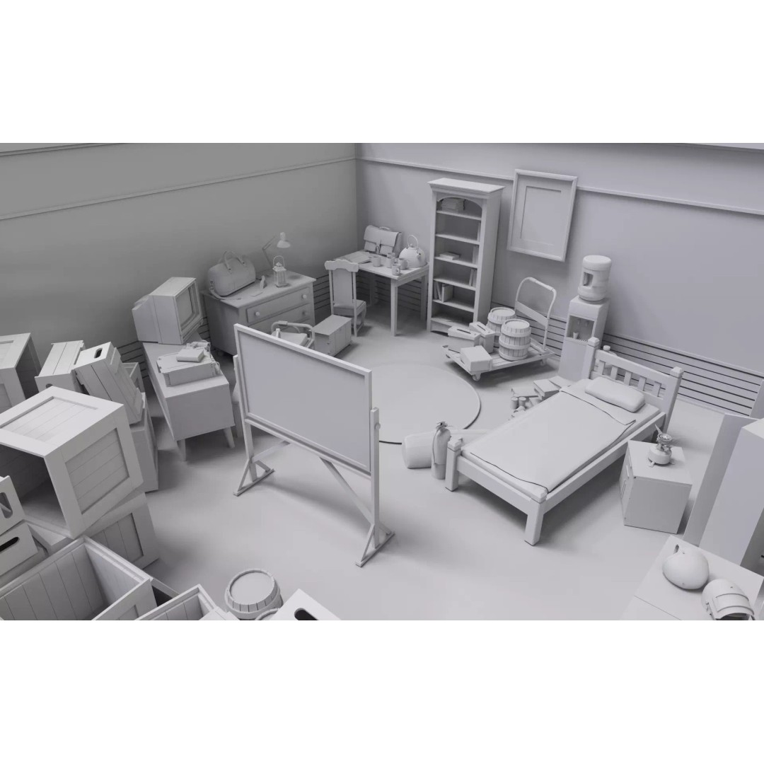 Survival Safe House 3D Model – Low Poly Untextured Game Asset, FBX - View 9