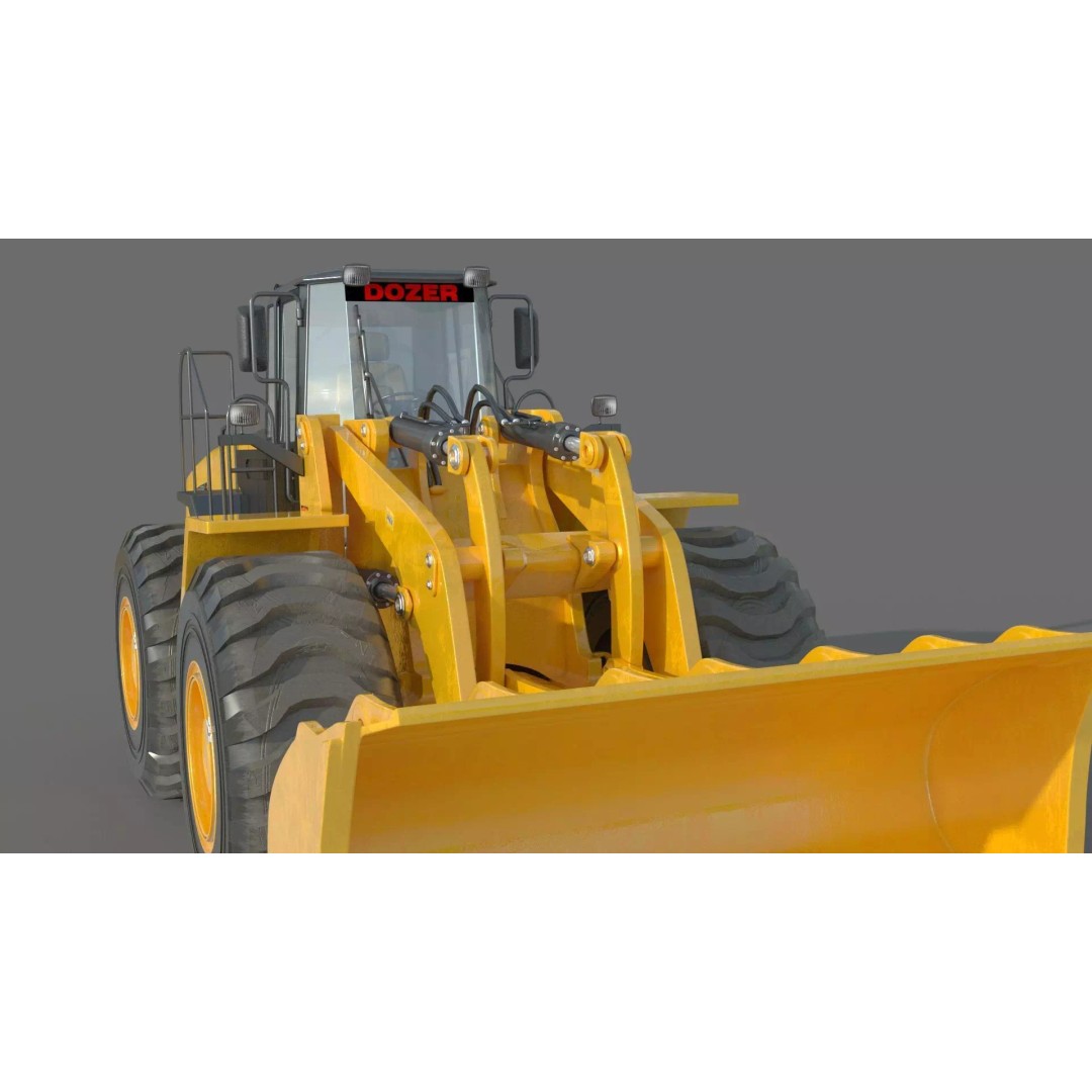 Heavy Loader Bucket Dozer 3D Model – High Poly Industrial Machine, FBX, OBJ - View 3