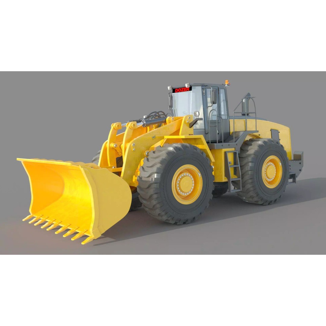 Heavy Loader Bucket Dozer 3D Model – High Poly Industrial Machine, FBX, OBJ - View 4