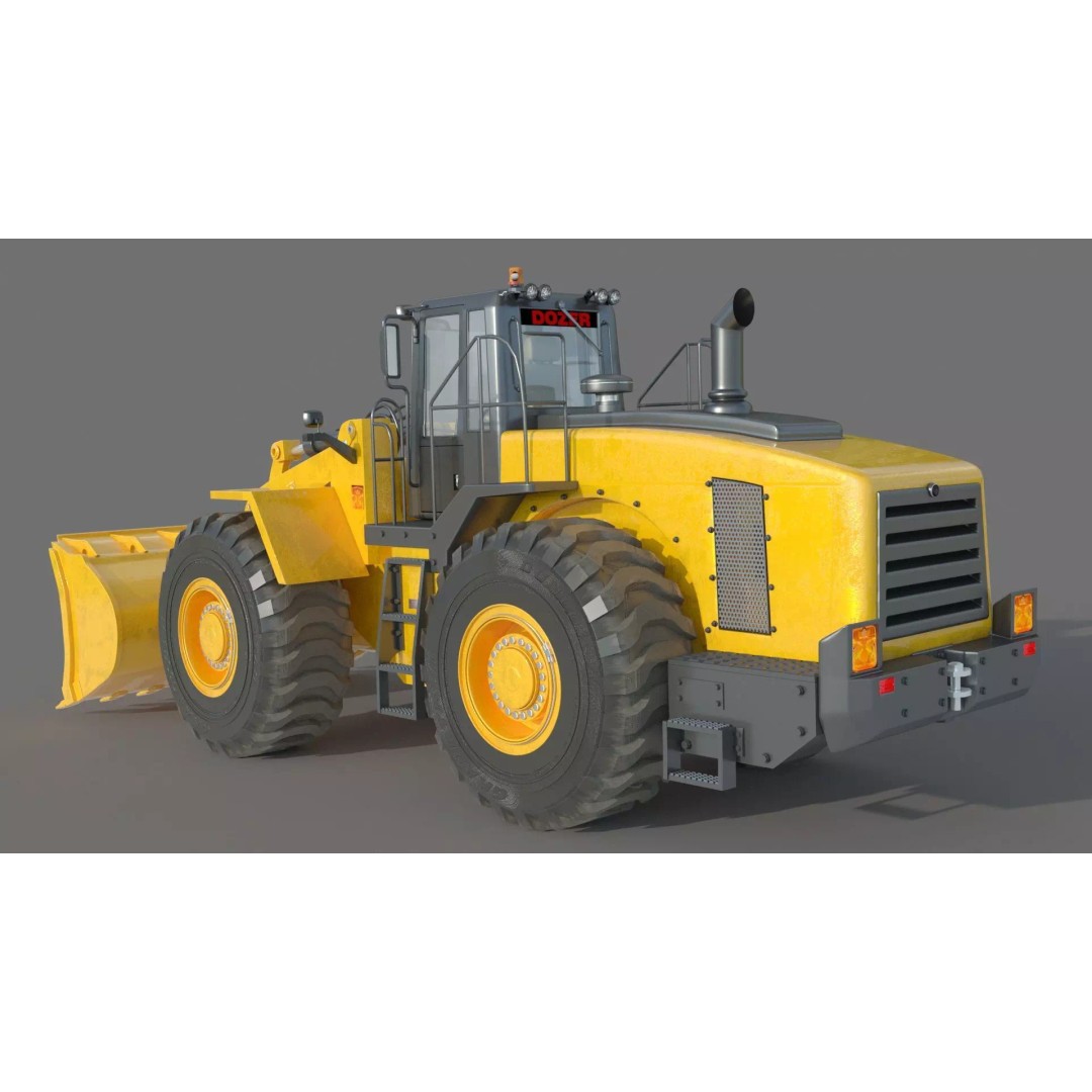 Heavy Loader Bucket Dozer 3D Model – High Poly Industrial Machine, FBX, OBJ - View 5