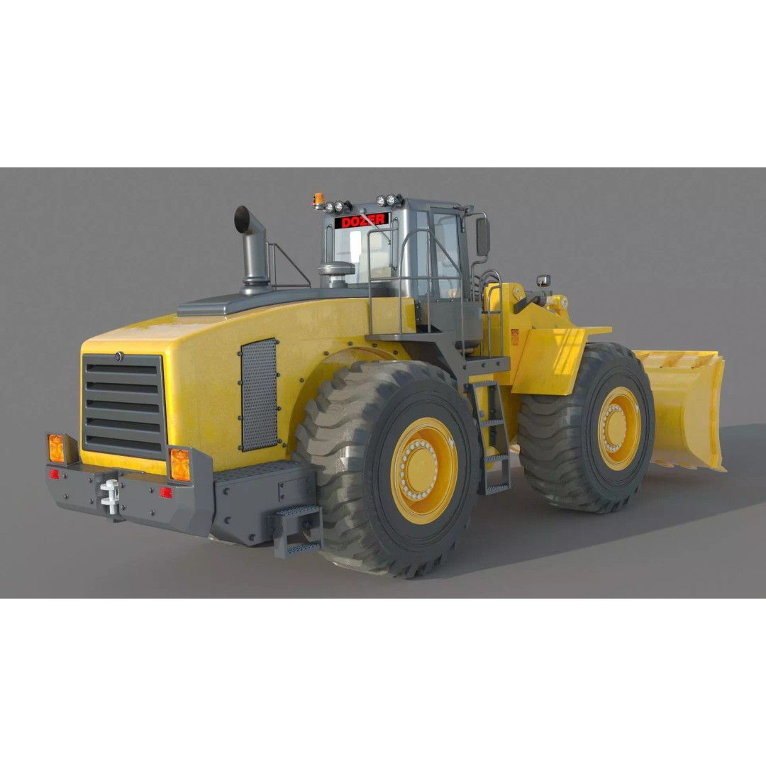 Heavy Loader Bucket Dozer 3D Model – High Poly Industrial Machine, FBX, OBJ - View 6