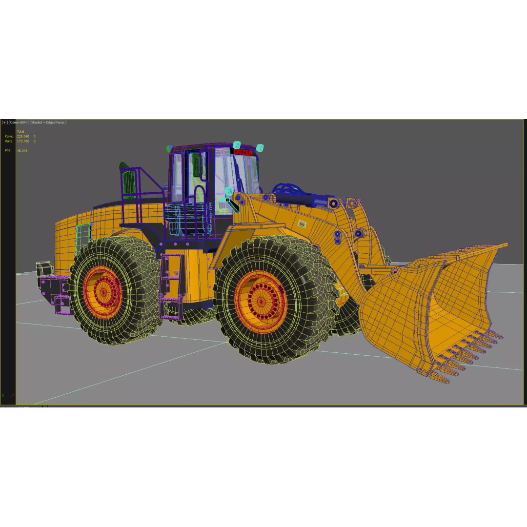 Heavy Loader Bucket Dozer 3D Model – High Poly Industrial Machine, FBX, OBJ - View 8
