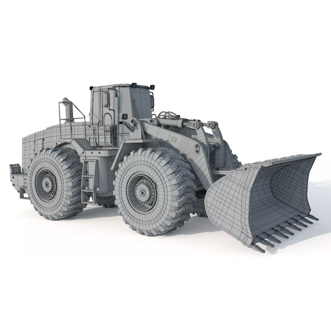 Heavy Loader Bucket Dozer 3D Model – High Poly Industrial Machine, FBX, OBJ - View 9