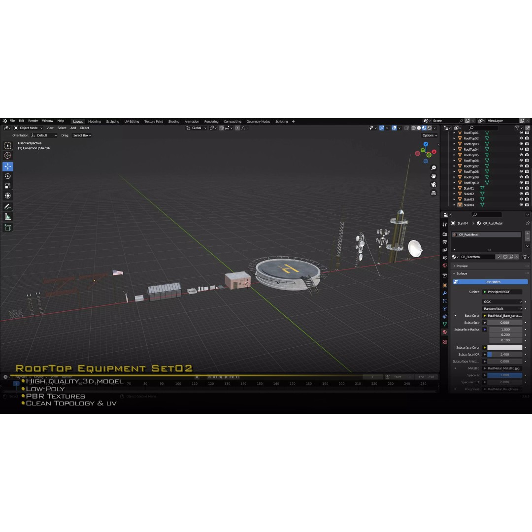 Rooftop Equipment 3D Model – Low Poly PBR Asset, FBX, OBJ, Blender