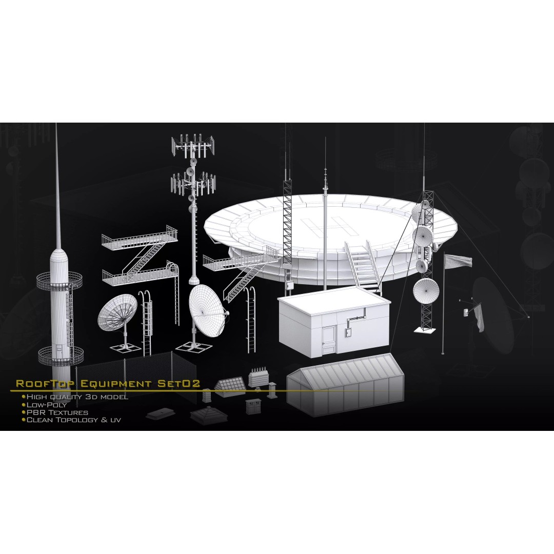Rooftop Equipment 3D Model – Low Poly PBR Asset, FBX, OBJ, Blender - View 10