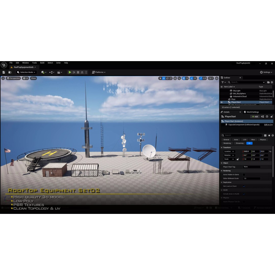 Rooftop Equipment 3D Model – Low Poly PBR Asset, FBX, OBJ, Blender - View 11
