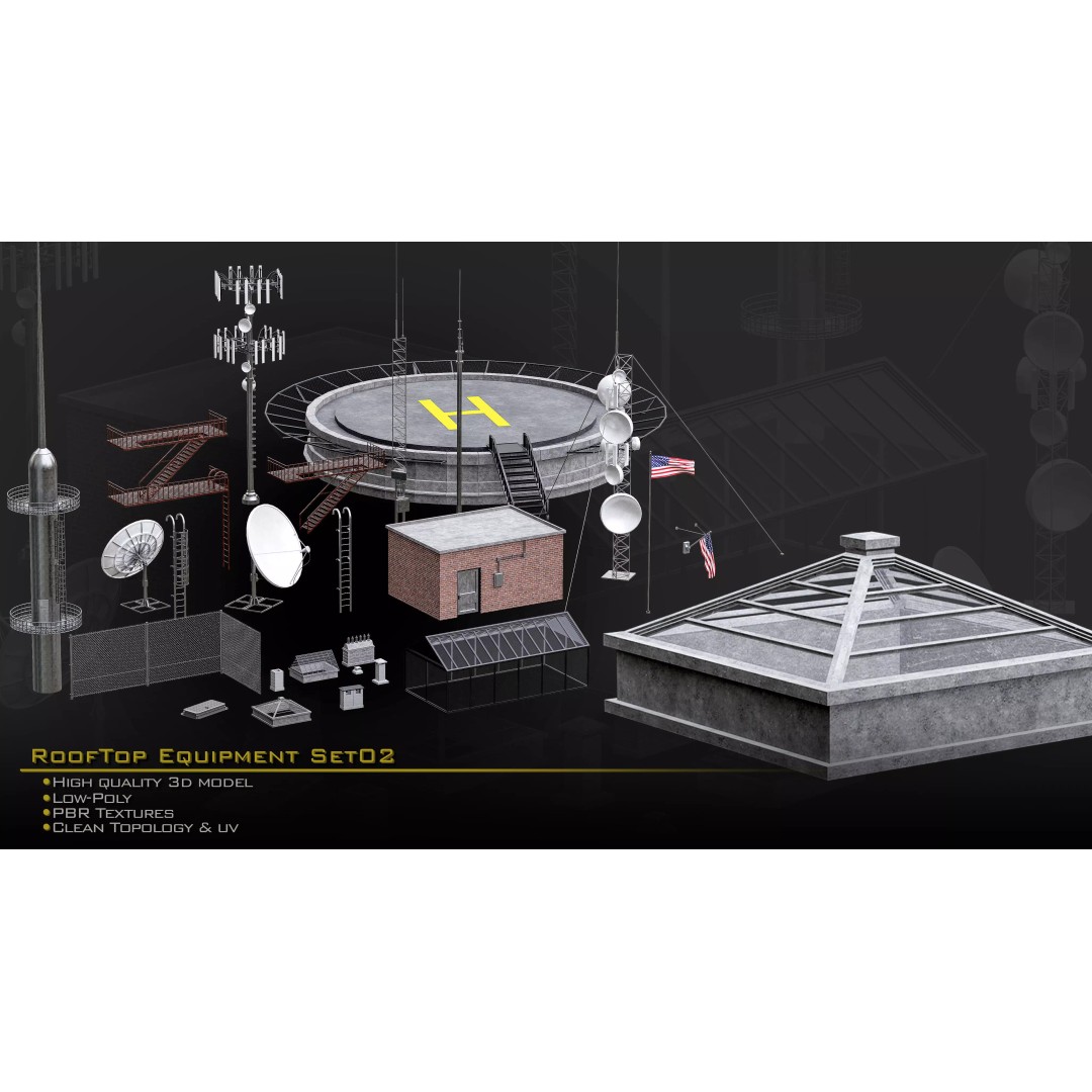 Rooftop Equipment 3D Model – Low Poly PBR Asset, FBX, OBJ, Blender - View 2