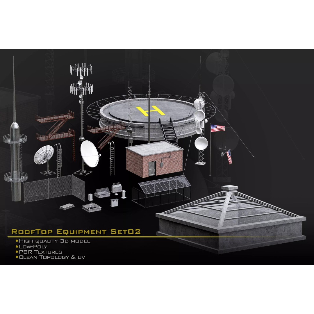 Rooftop Equipment 3D Model – Low Poly PBR Asset, FBX, OBJ, Blender - View 3