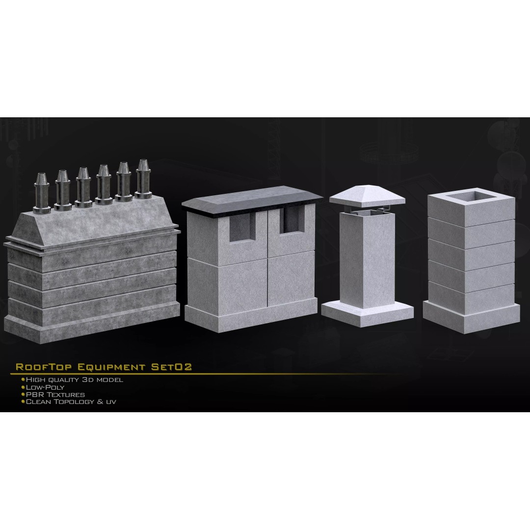 Rooftop Equipment 3D Model – Low Poly PBR Asset, FBX, OBJ, Blender - View 6