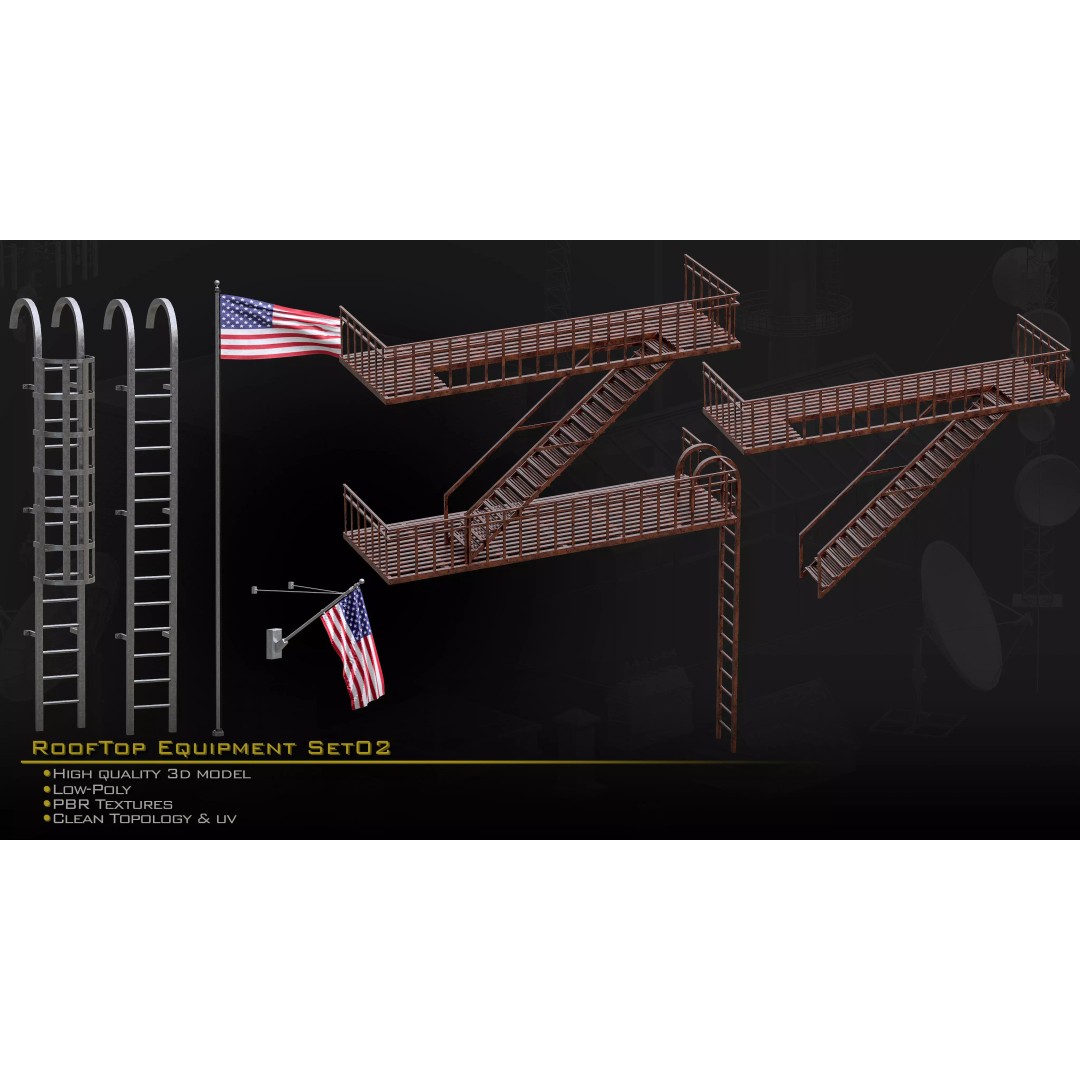 Rooftop Equipment 3D Model – Low Poly PBR Asset, FBX, OBJ, Blender - View 9