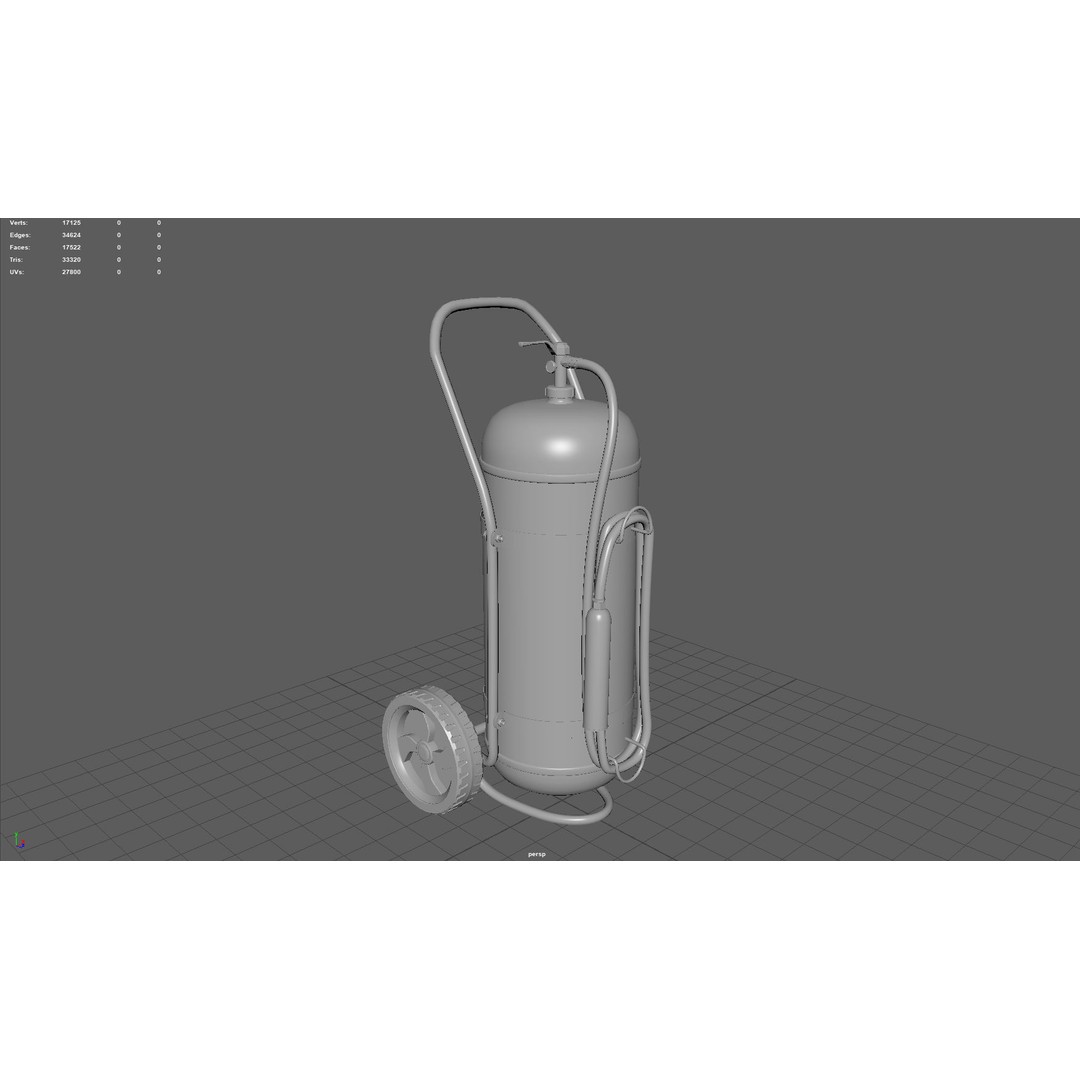 Wheeled Extinguisher 3D Model – Low Poly PBR Asset, FBX, OBJ - View 5