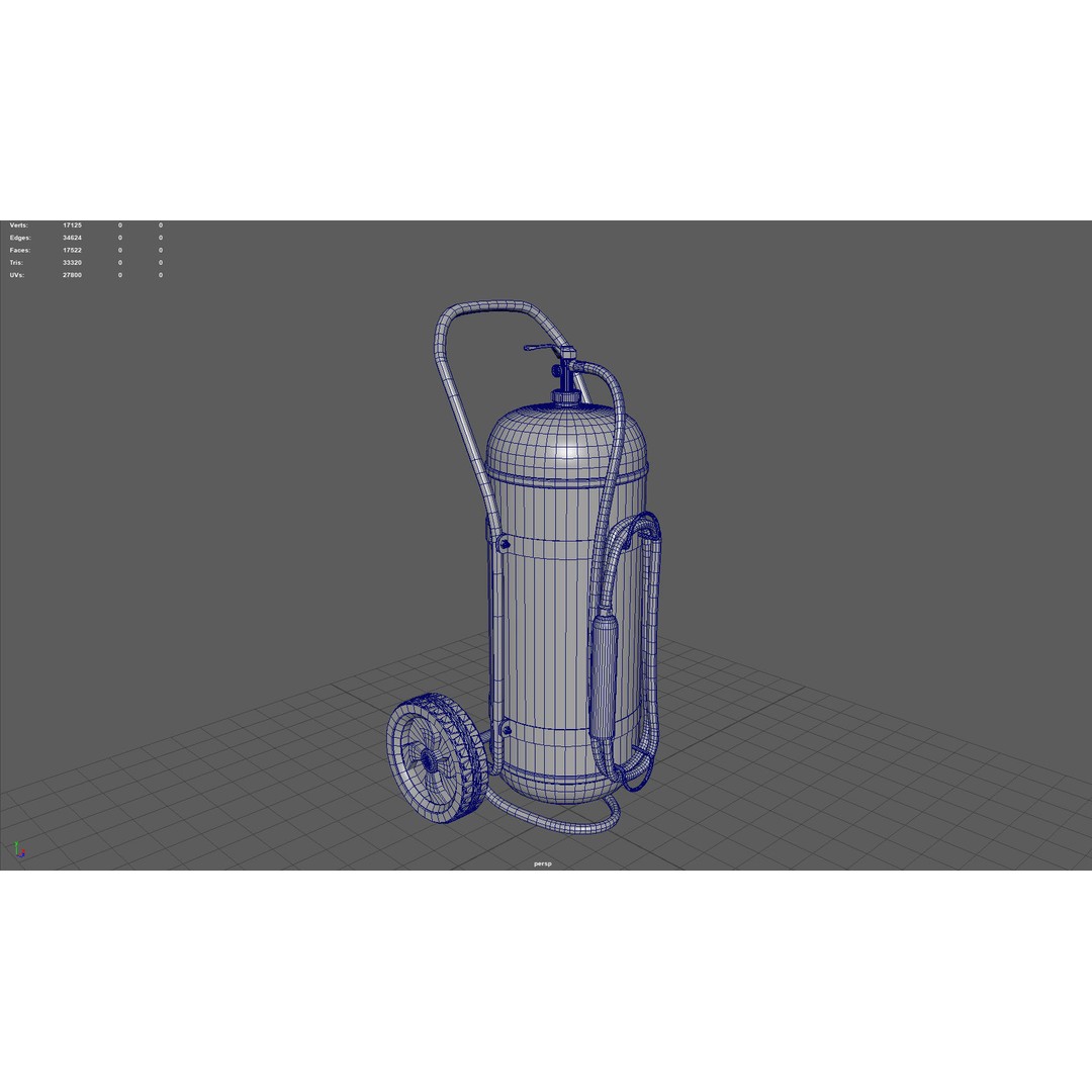 Wheeled Extinguisher 3D Model – Low Poly PBR Asset, FBX, OBJ - View 6