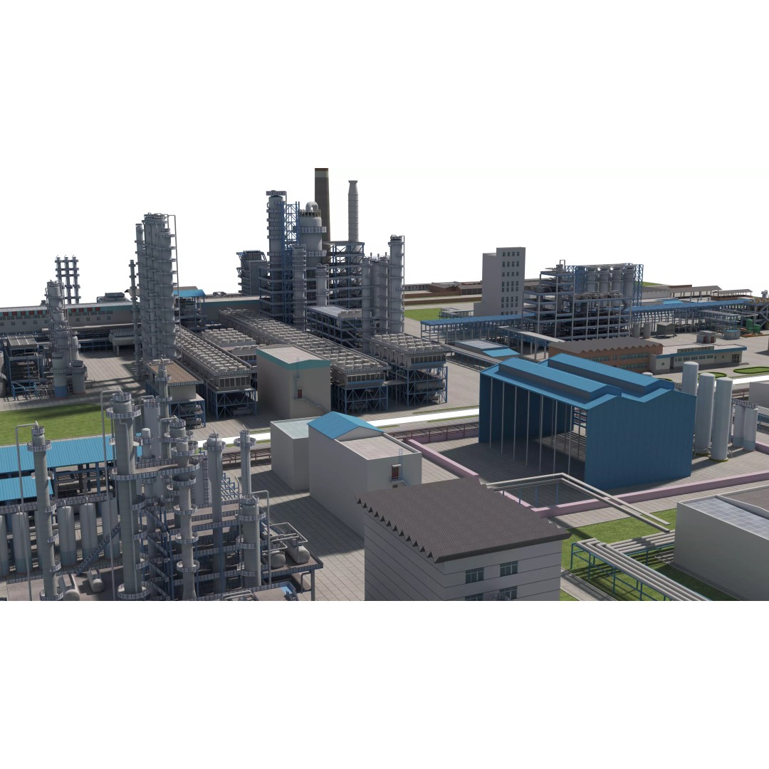Refinery 3D Model – Low Poly Industrial Asset, FBX & OBJ - View 4