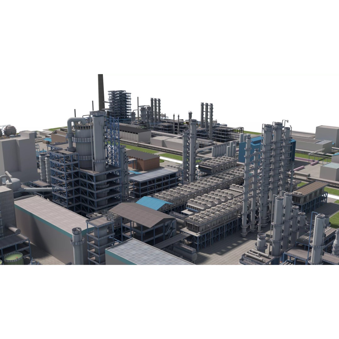 Refinery 3D Model – Low Poly Industrial Asset, FBX & OBJ - View 5