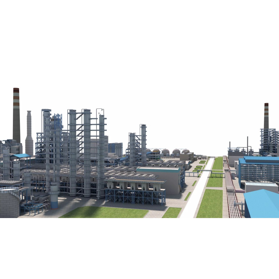 Refinery 3D Model – Low Poly Industrial Asset, FBX & OBJ - View 6