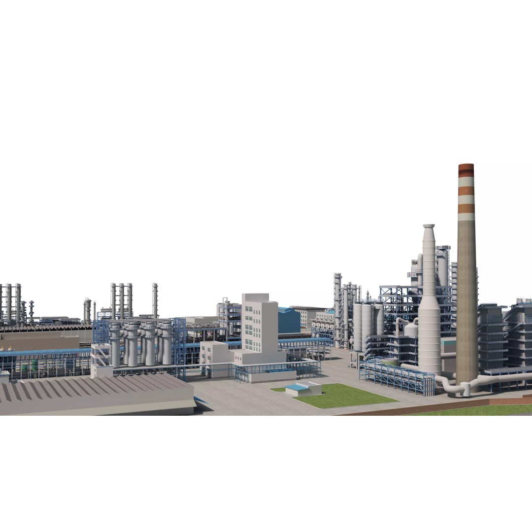 Refinery 3D Model – Low Poly Industrial Asset, FBX & OBJ - View 7