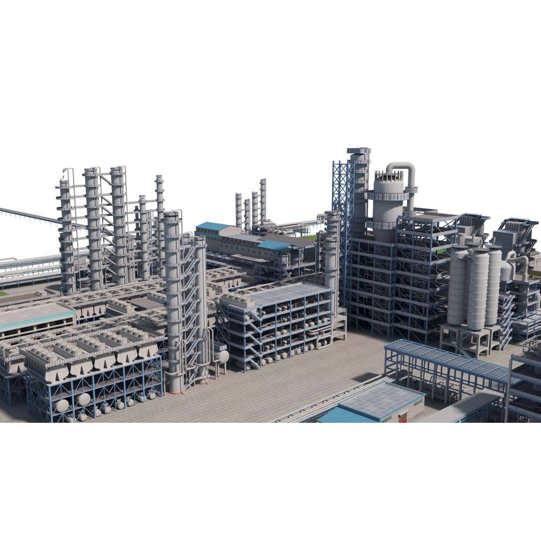 Refinery 3D Model – Low Poly Industrial Asset, FBX & OBJ - View 8